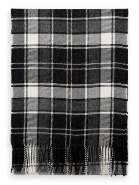 100% Baby Alpaca Scarf in Plaid - Charcoal