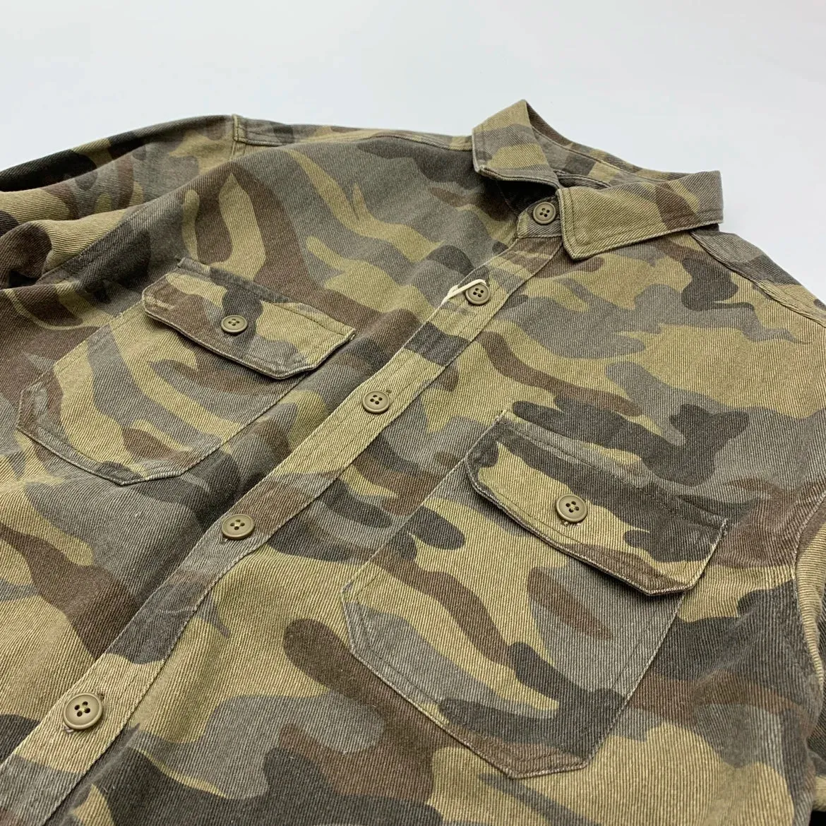 Aidase Retro Heavyweight Camouflage Cotton Men's Shirts Washed Blouses American Amekaji Vintage Casual Cargo Workwear Clothing Tops