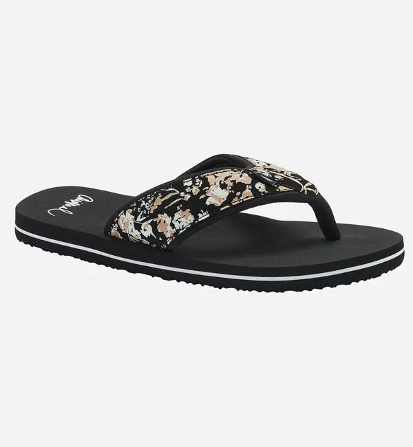 Animal Womens Swish Upper AOP Flip Flops  - Black