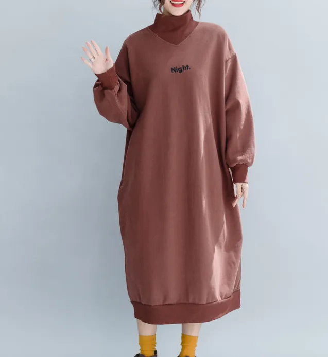 Autumn Fleece Dresses Loose Fall Dresses Casual Women Dresses ZRL97213