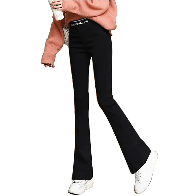 Bell Bottoms Women High Waist Slim-Look Stretchable Leggings Outdoor Elastic Wide Leg Casual Pants