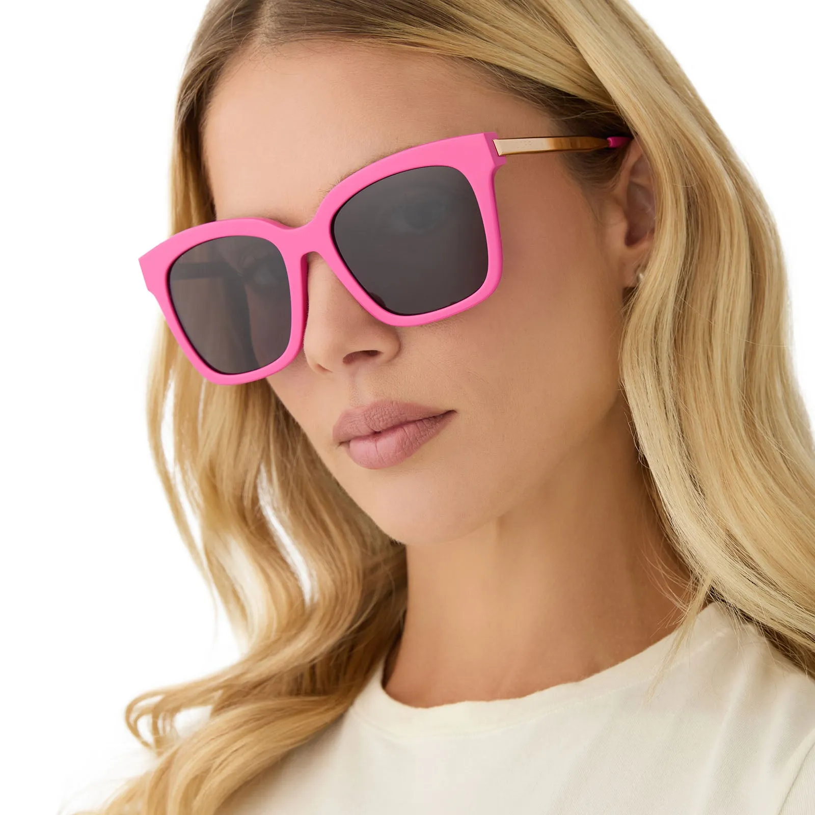 BELLA - BRIGHT PINK   GREY SUNGLASSES