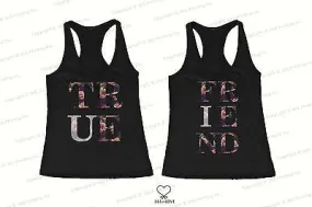 BFF Tank Tops True Friend Floral Print Matching Shirts for Best Friends