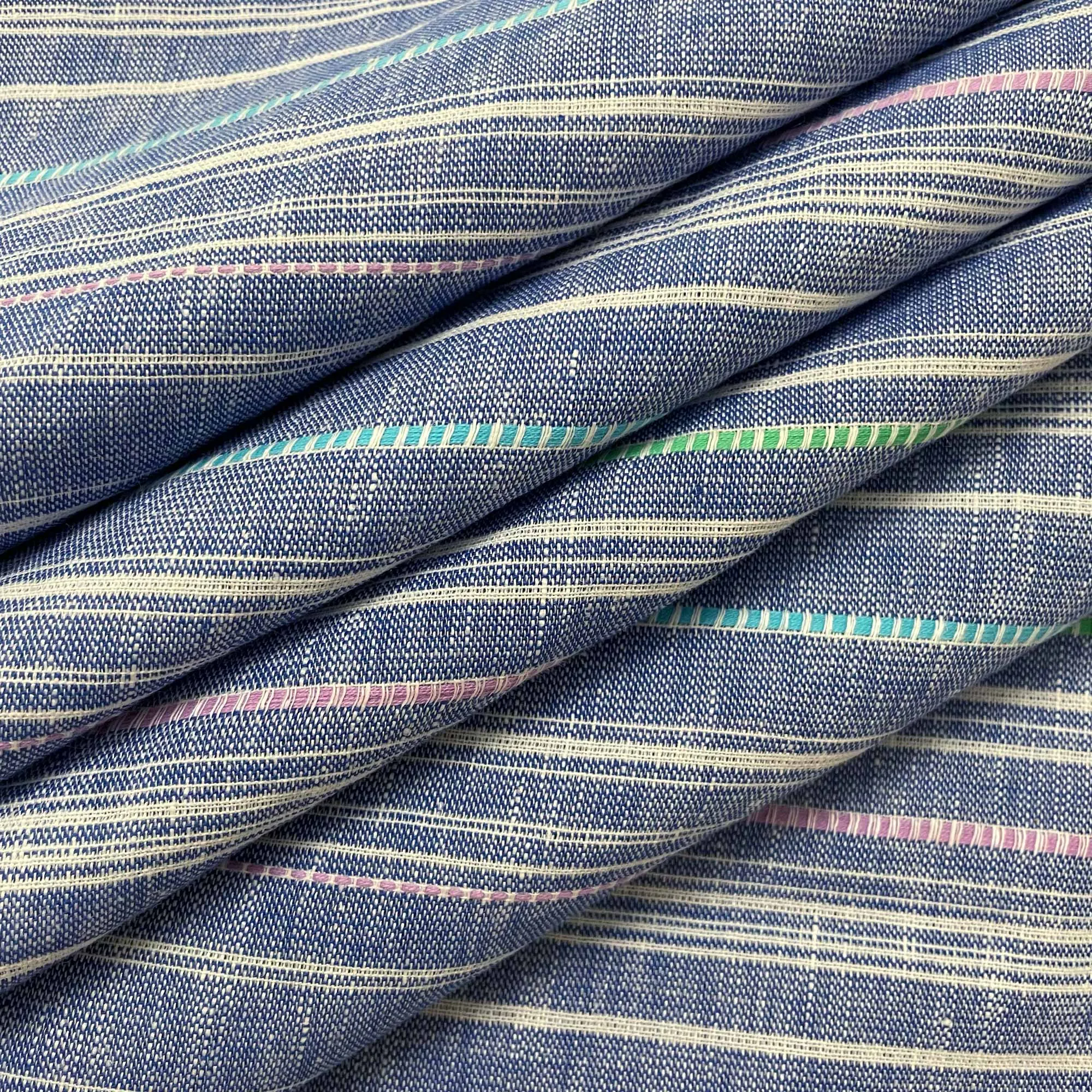 Blue Striped Linen Extra Wide Fabric