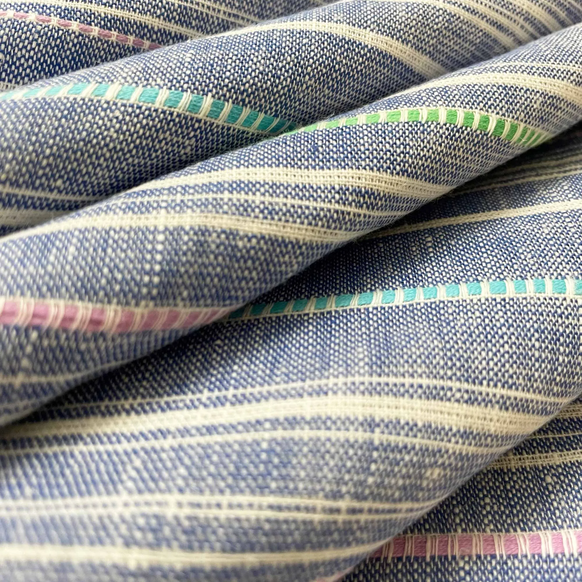 Blue Striped Linen Extra Wide Fabric