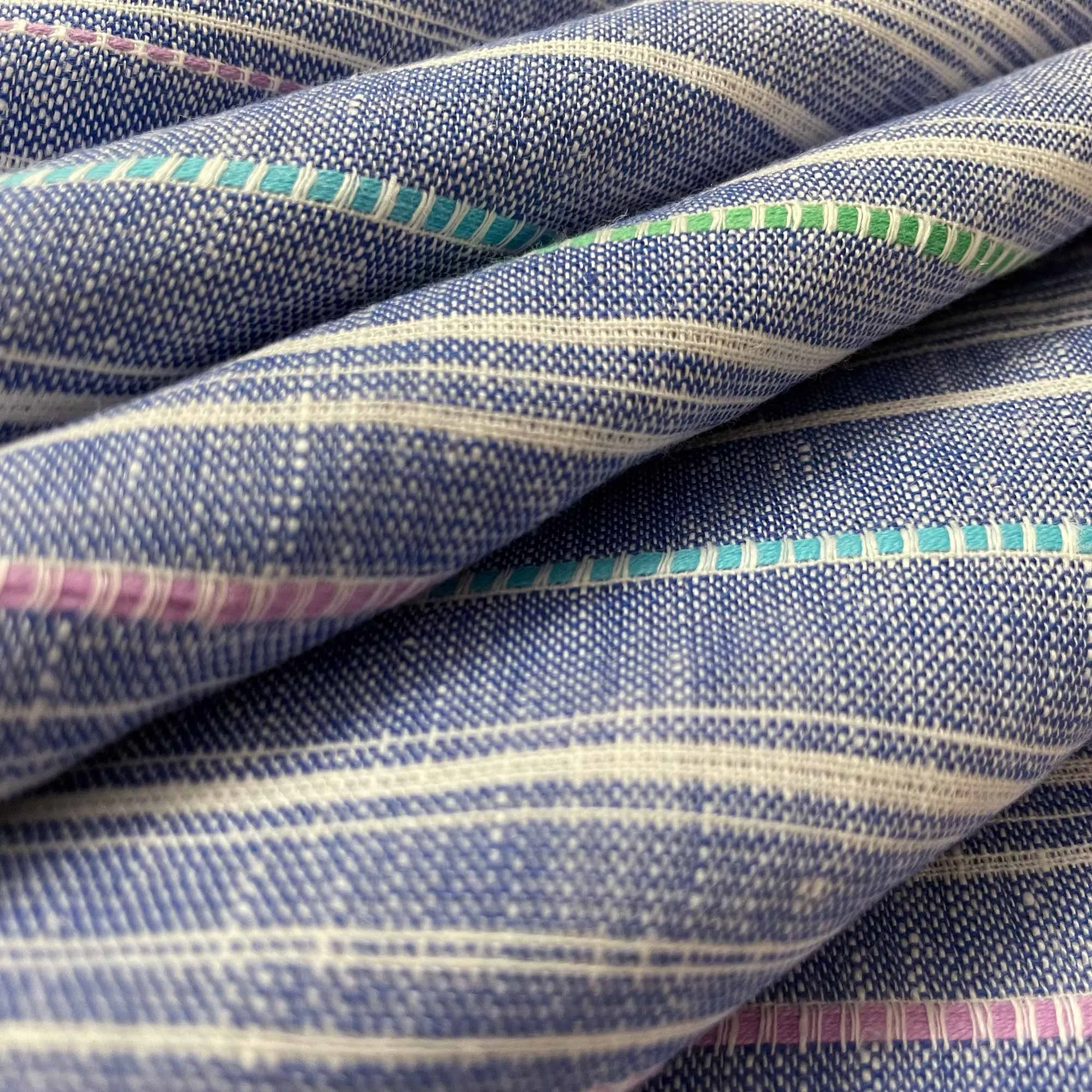 Blue Striped Linen Extra Wide Fabric