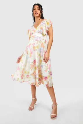 Boohoo Floral Tie Back Midi Dress, Multicolor