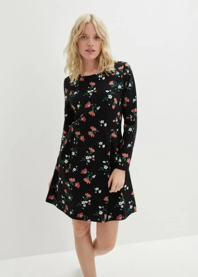 Bpc Bonprix Collection Floral Jersey Dress, Black