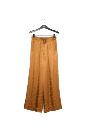 Bronze satin jacquard wide-leg pants