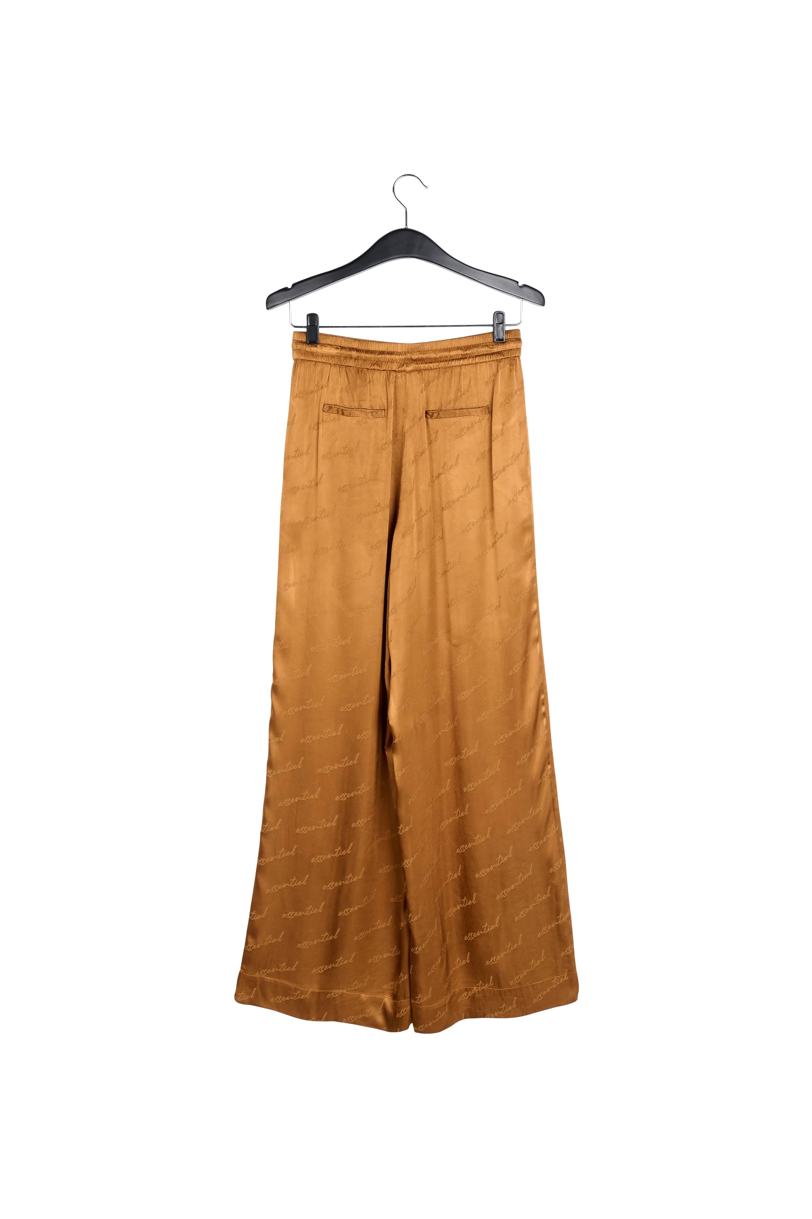 Bronze satin jacquard wide-leg pants