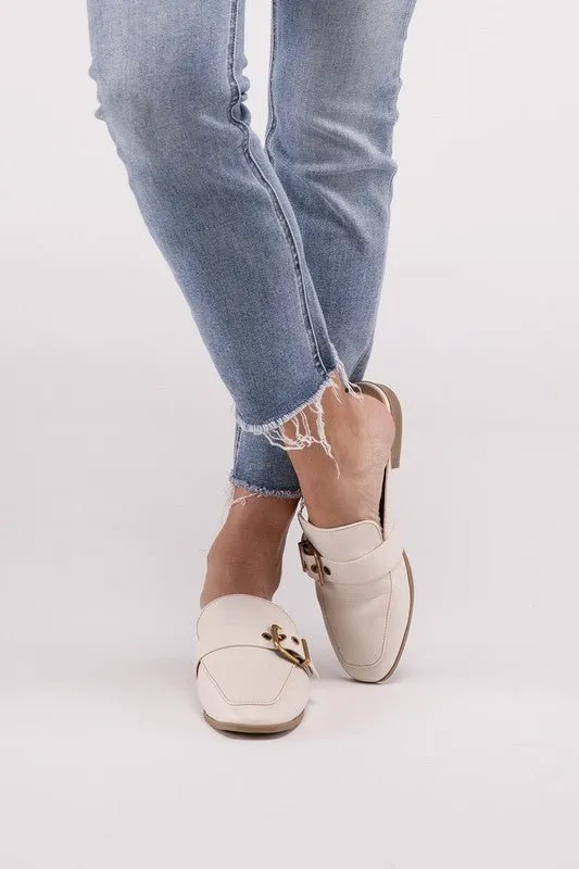 Buckle Backless Slides Loafer Shoes