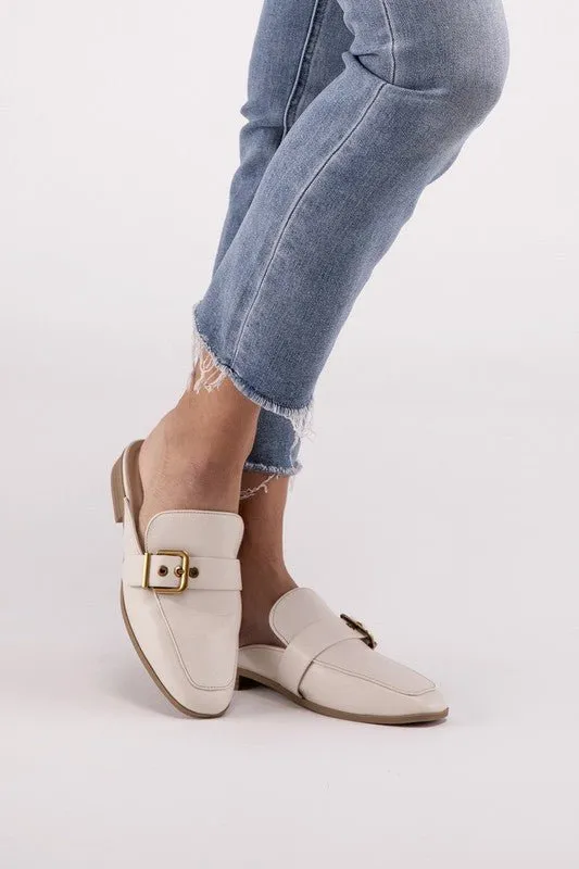 Buckle Backless Slides Loafer Shoes