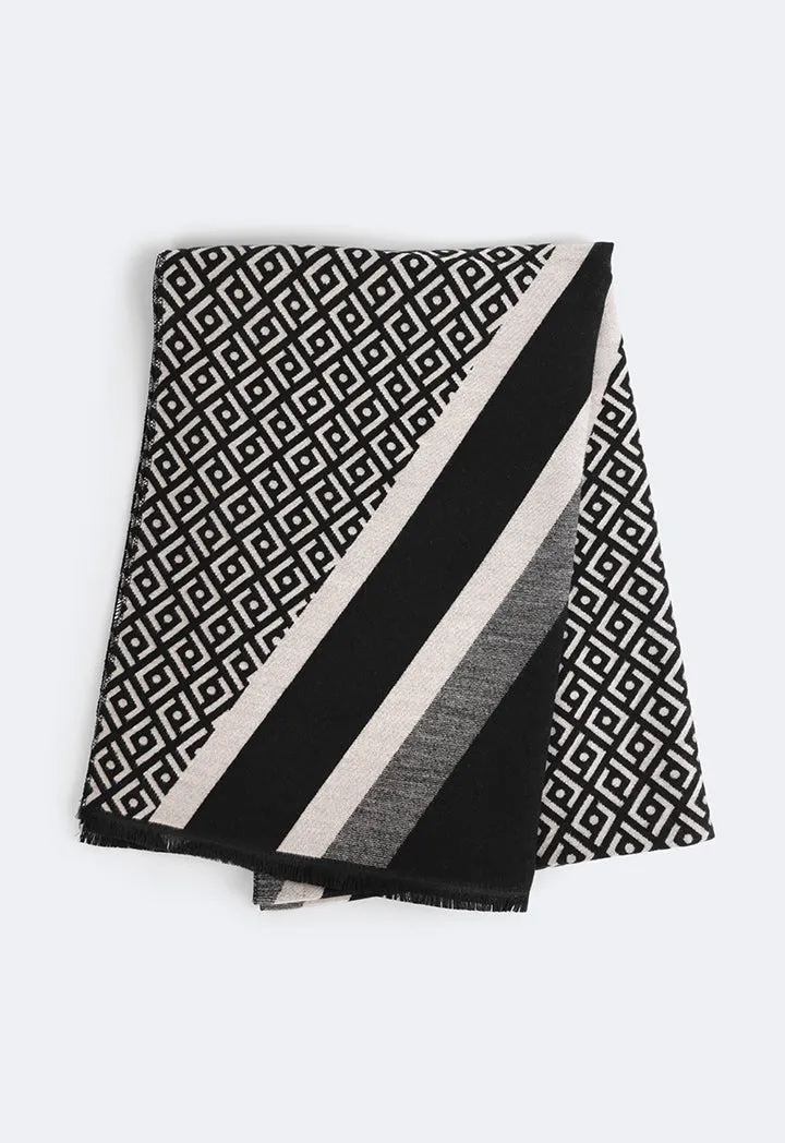 Choice Geometric Pashmina Scarf Black