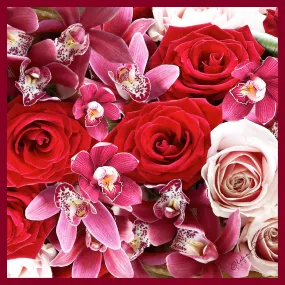 Clelia & Romy Studio Pink/red flower bouquet with pink border - CM547-1 90cm