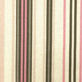 Cream Ivory- Pink-Multi Stripe Printed Linen Shirting Woven Fabric