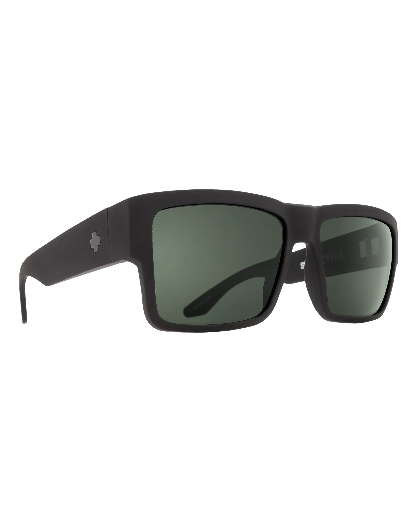 Cyrus Polarised Sunglasses in Soft Matte Black & HD Plus Grey Green