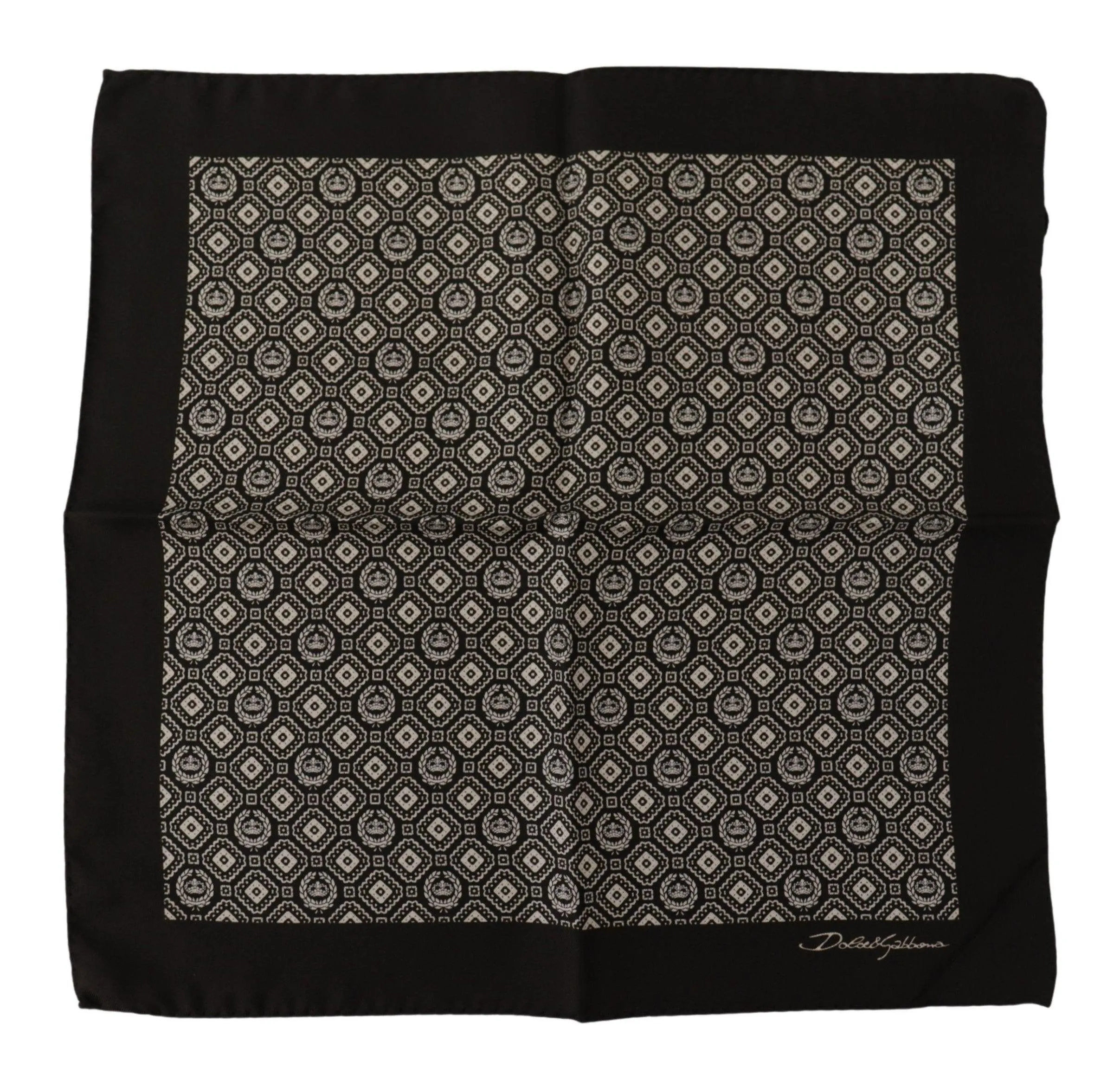 Dolce & Gabbana Black Patterned DG Logo Square Handkerchief Scarf