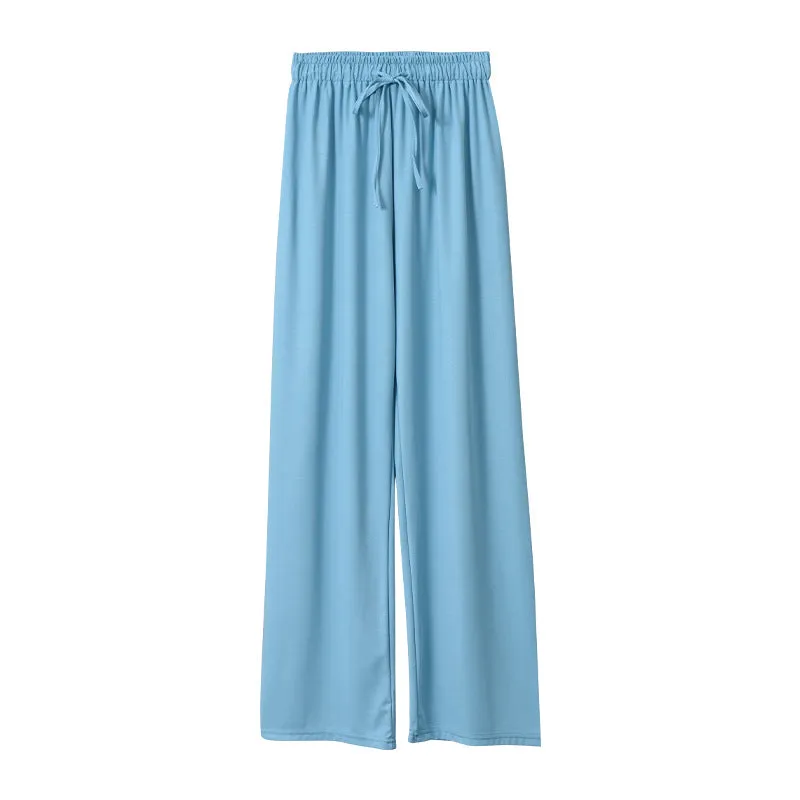 Drape Elastic Waist Wide Leg Casual Pants Women Summer Korean High Slim Look Straight Loose Pants