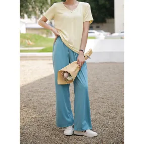 Drape Elastic Waist Wide Leg Casual Pants Women Summer Korean High Slim Look Straight Loose Pants