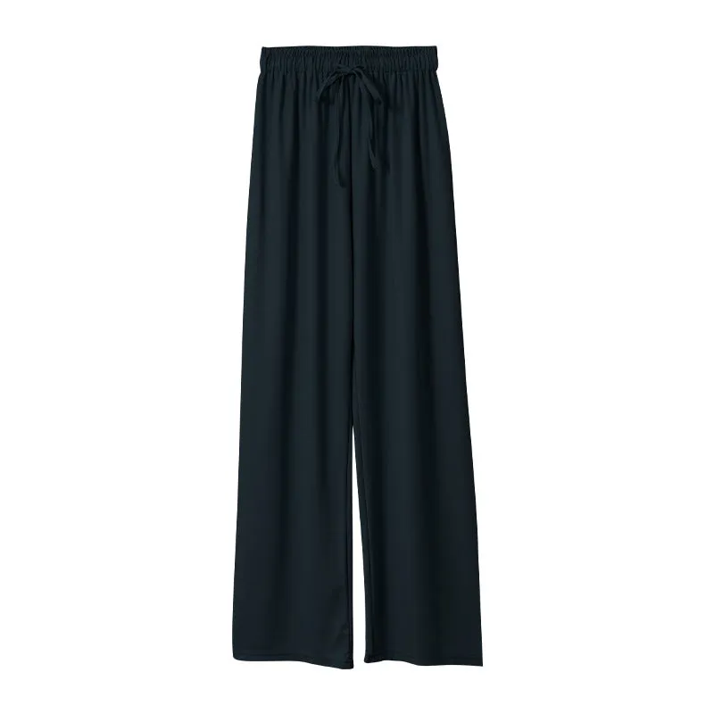 Drape Elastic Waist Wide Leg Casual Pants Women Summer Korean High Slim Look Straight Loose Pants