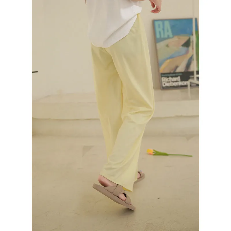 Drape Elastic Waist Wide Leg Casual Pants Women Summer Korean High Slim Look Straight Loose Pants