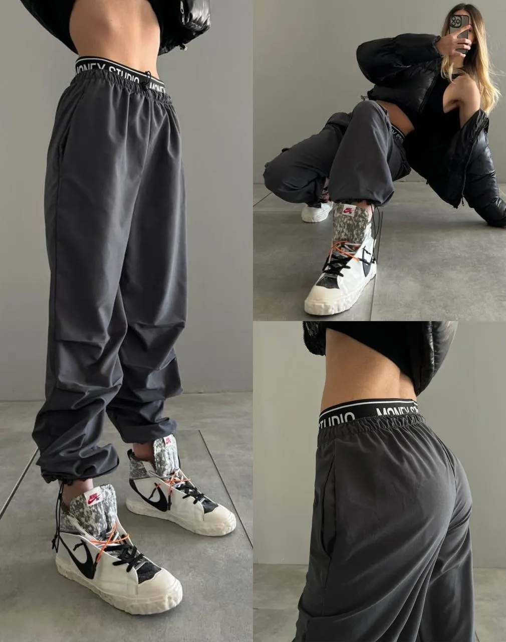 elastic belted jogger pants