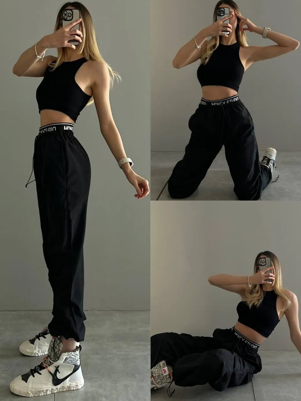 elastic belted jogger pants