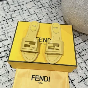 FF Baguette Yellow Leather Slide