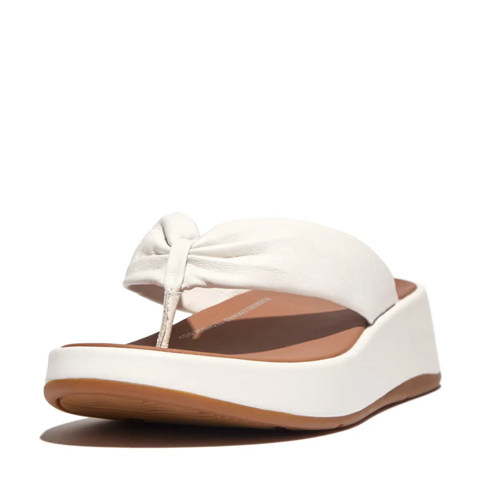 FitFlop F-Mode Leather Twist Flatform Toe Post Sandal White