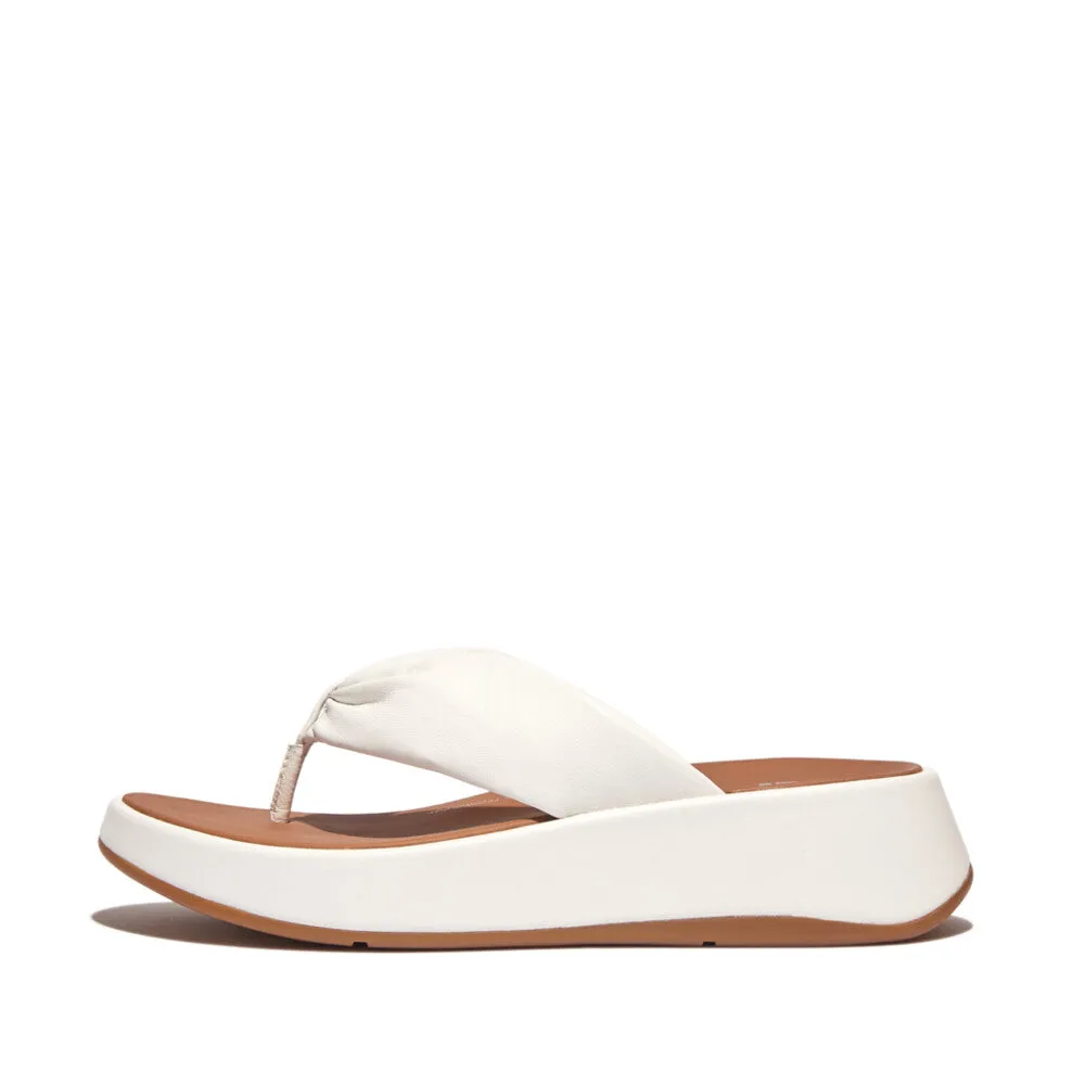 FitFlop F-Mode Leather Twist Flatform Toe Post Sandal White