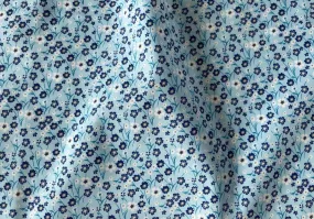 Floral Blue Skies Cotton Poplin Shirting (Made in Italy)