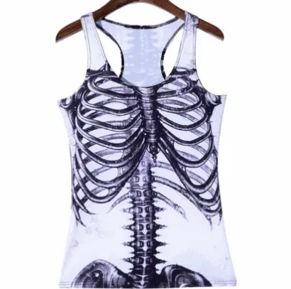 Funny Women's Tank Top With A Picture Of The Skeleton