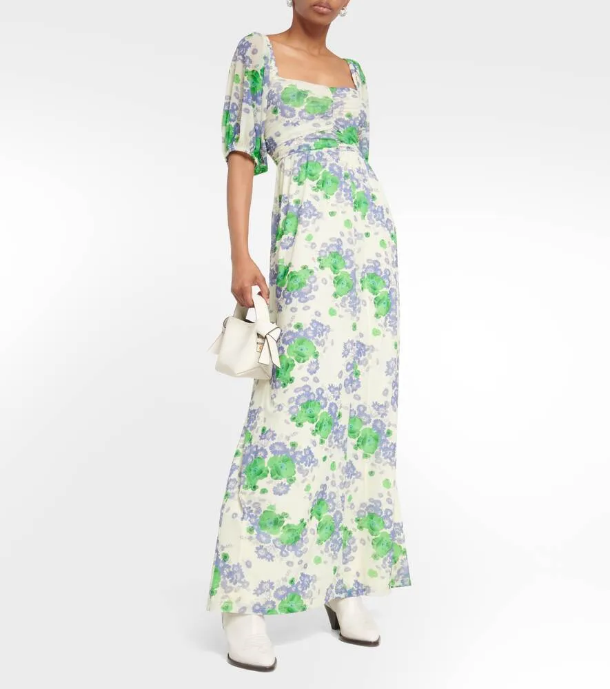 GANNI Floral Print Mesh Maxi Dress, Multicolor