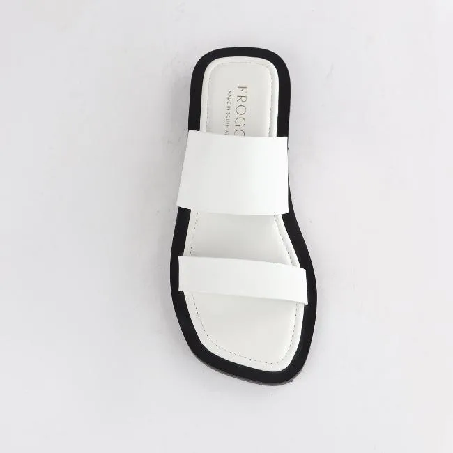 Grecian inspired Flat Mule Sandal in White - 12716