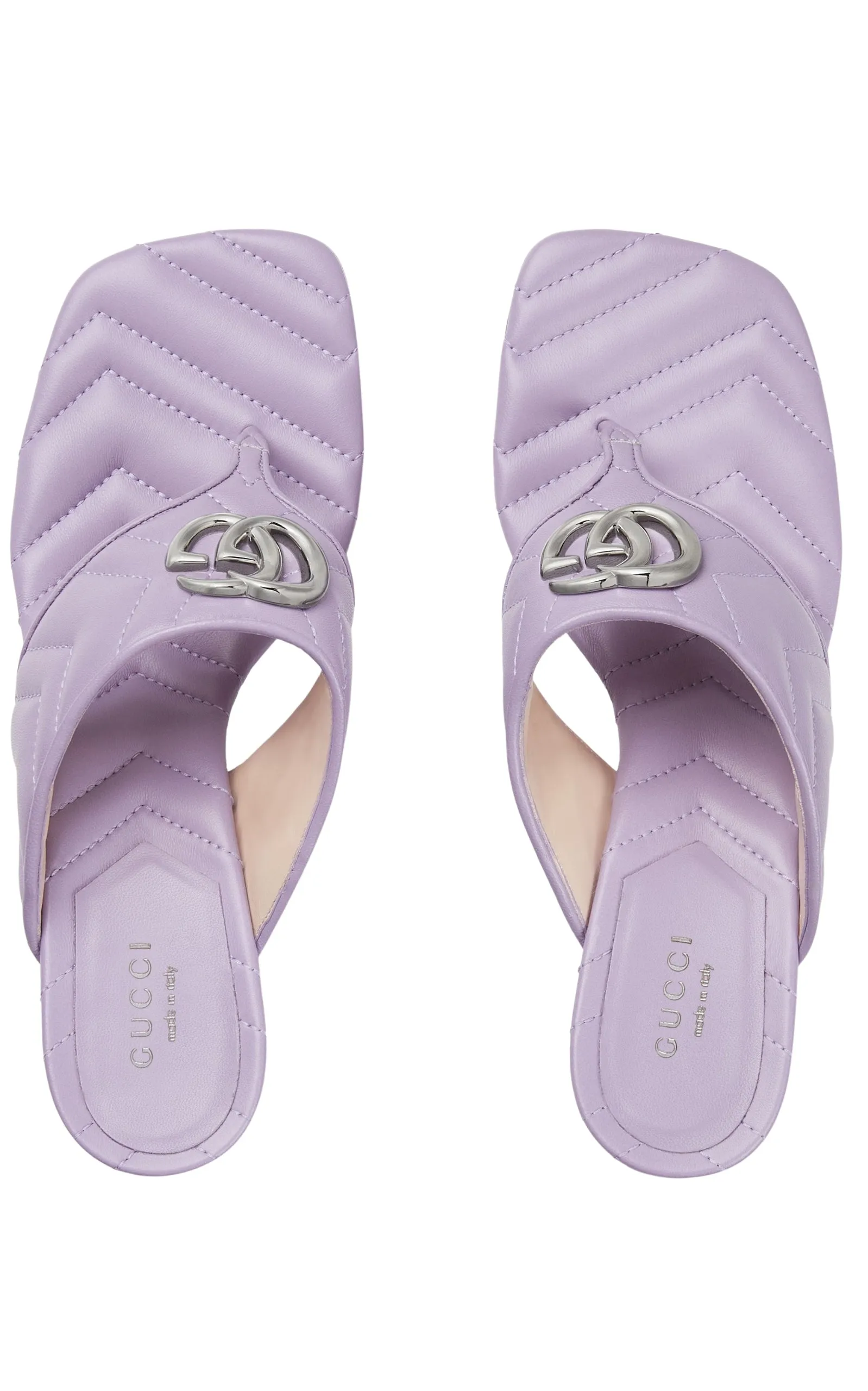 Gucci Double-G Thong Marmont Purple Leather Sandals