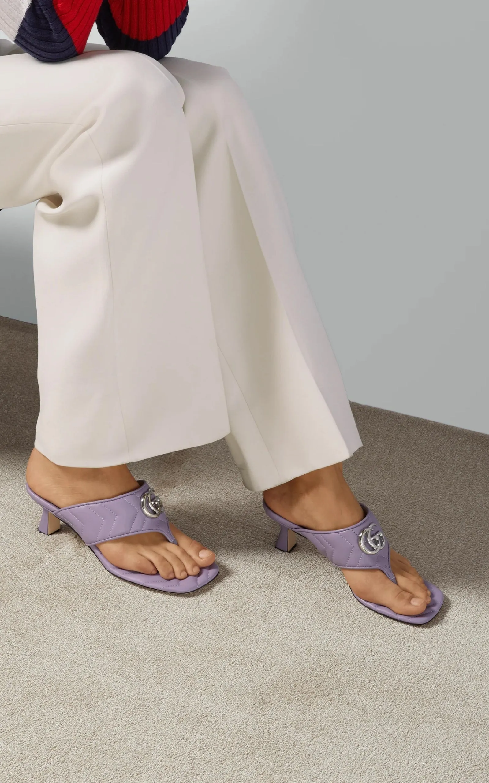 Gucci Double-G Thong Marmont Purple Leather Sandals