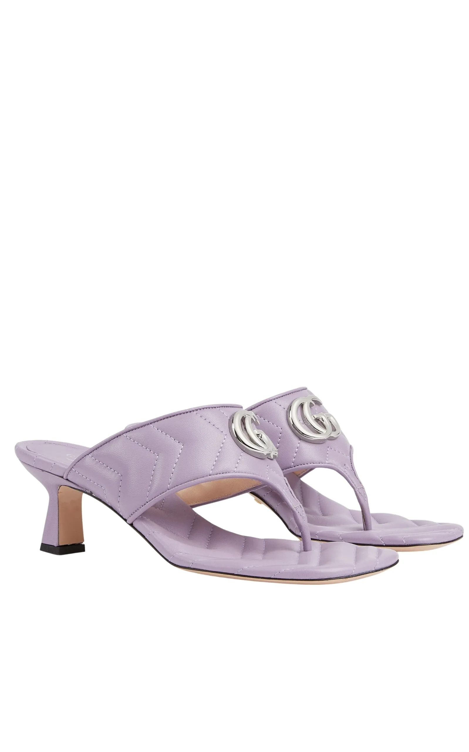 Gucci Double-G Thong Marmont Purple Leather Sandals