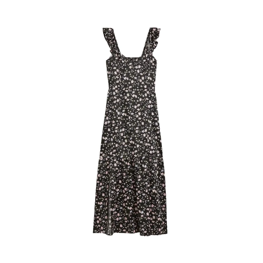 H&M Satin dress, black/floral print