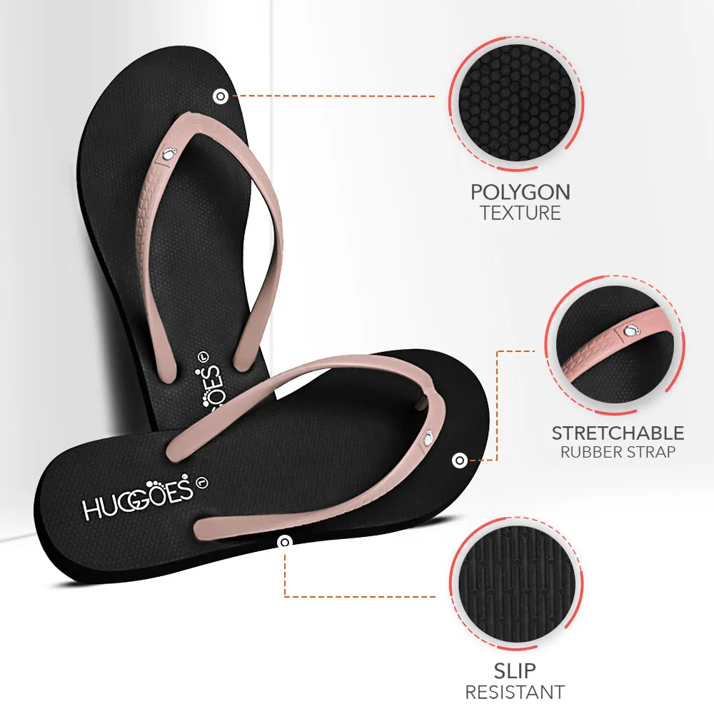 Huggoes by Aerothotic - Ebony Women Flip Flops Slippers - Original Thailand Imported - (BK1)