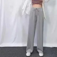 Ice Silk Wide Leg Women Summer High Waist Thin White Slim-Look Drape Loose Straight Petite Black Floor Length Pants