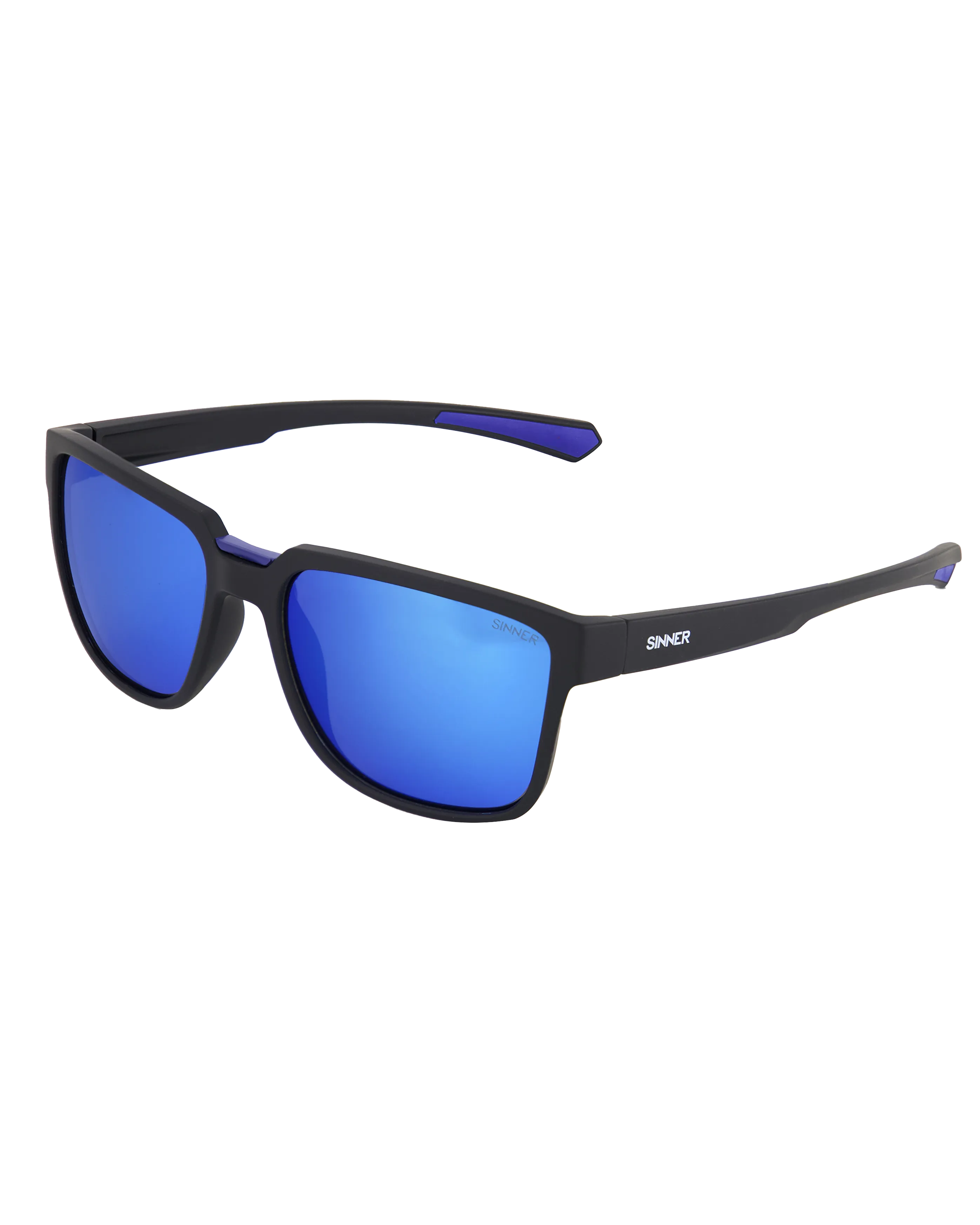 Knoll Polarised Sunglasses in Matte Black & Blue Oil