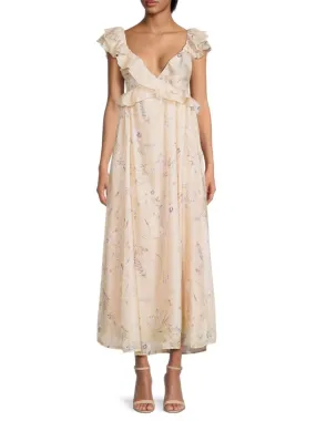 Koko   Mason Floral Ruffle Maxi Dress, Ivory