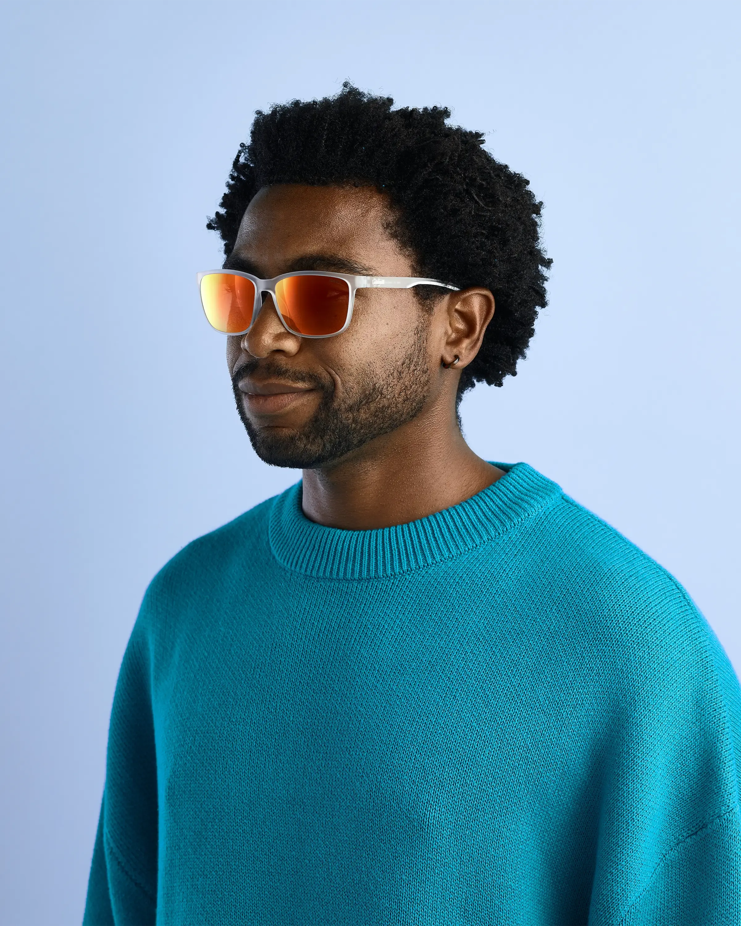 Komo Sunglasses in Matte Cry Clear & Orange Oil