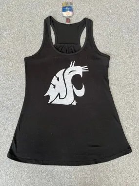 Ladies Black WSU Crew Cut Tank