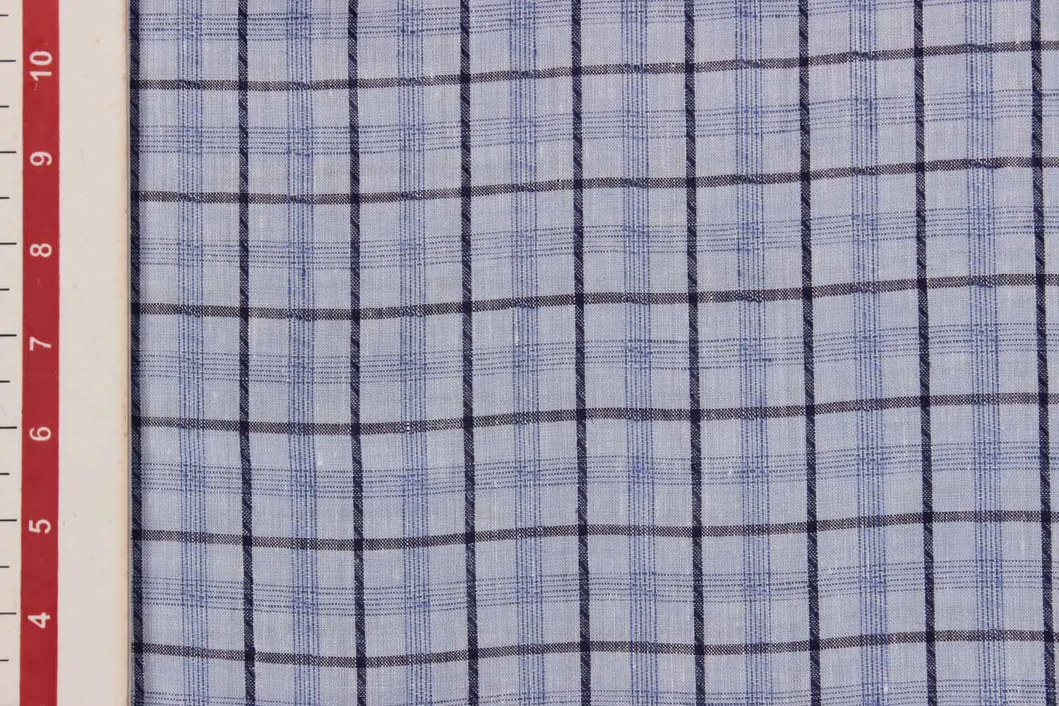 Light Blue & Black Checks Yarn Dyed Linen Fabric