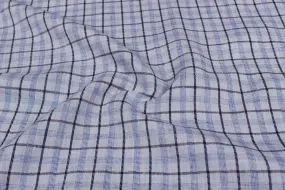 Light Blue & Black Checks Yarn Dyed Linen Fabric