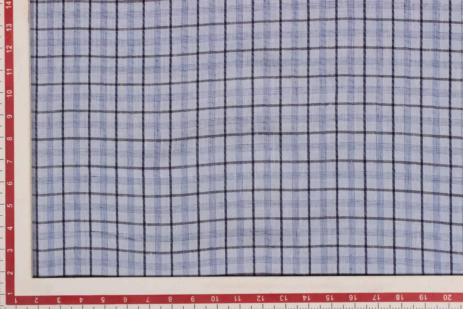 Light Blue & Black Checks Yarn Dyed Linen Fabric