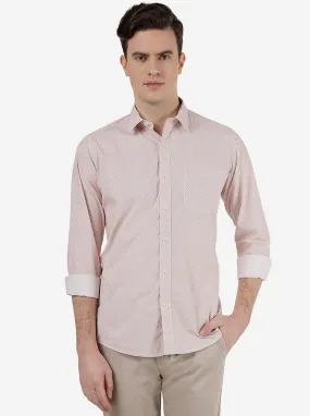 Light Brown Printed Slim Fit Semi Casual Shirt | Greenfibre