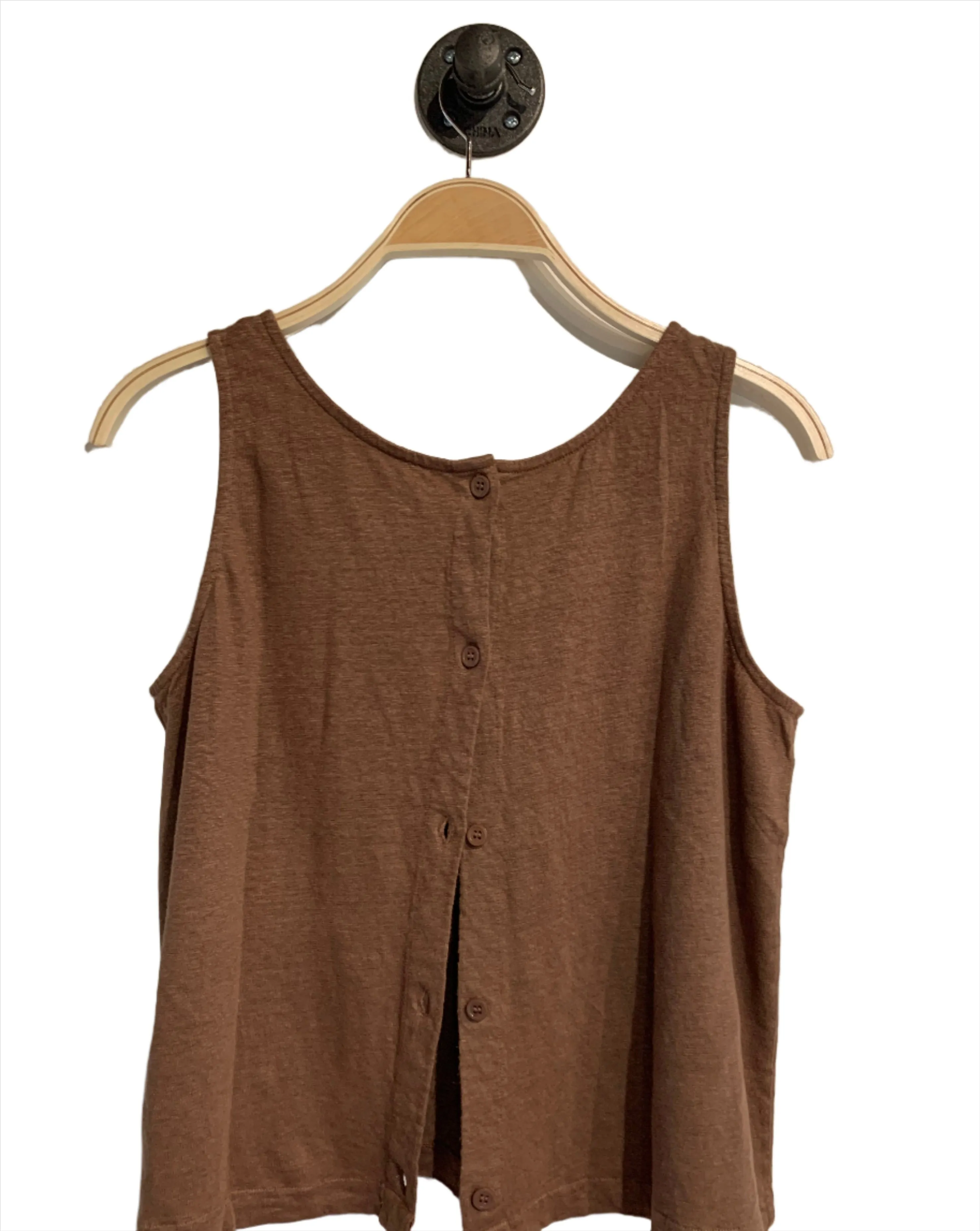 Linen Button Back Tank - Moccha