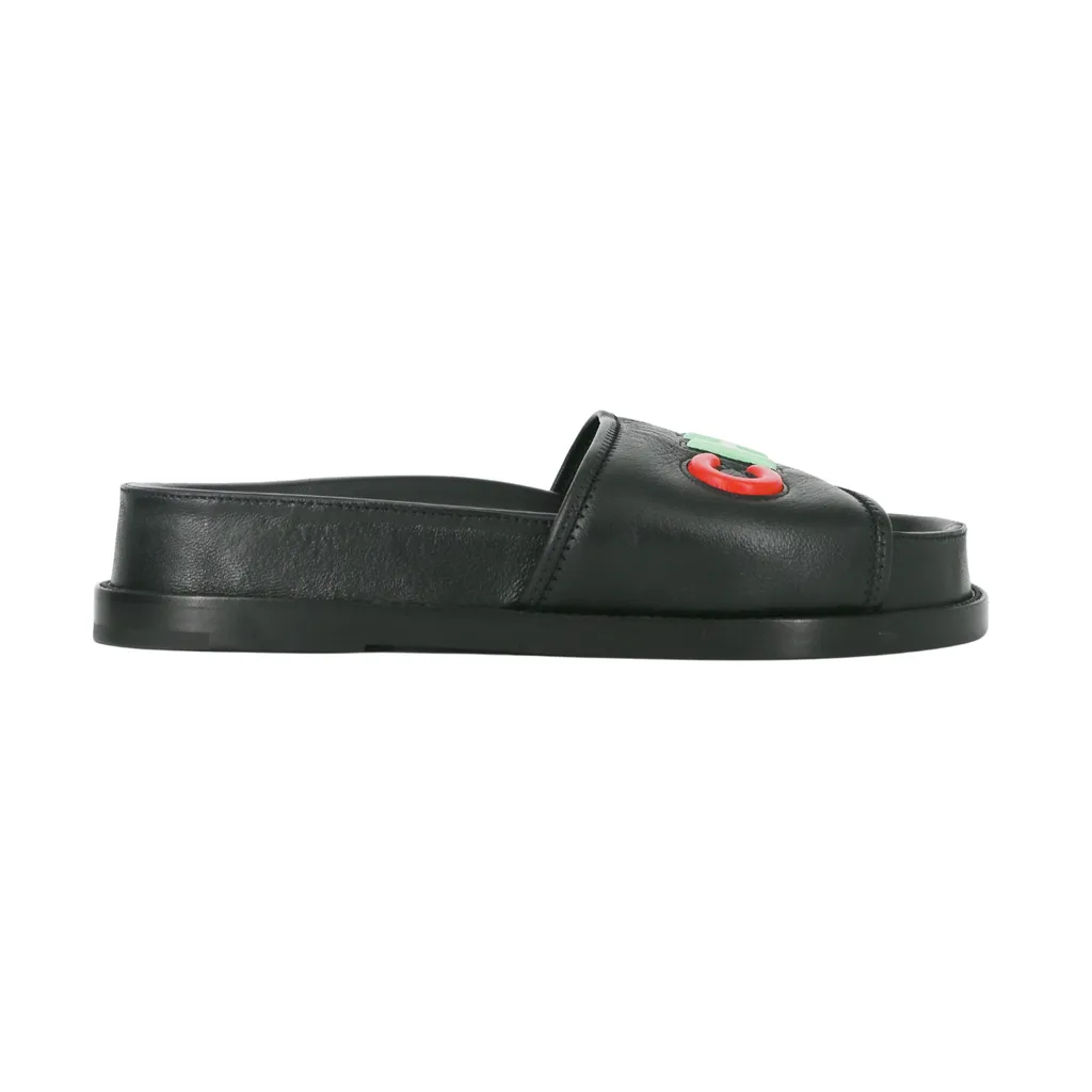 Logo Leather Slides